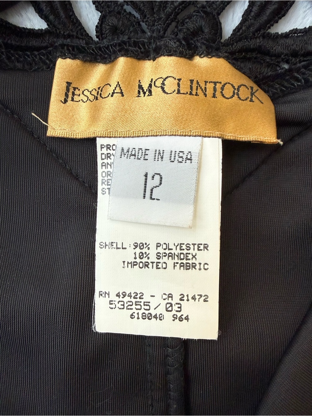 Jessica McClintock Vintage Black Velvet Long Sleeve Cocktail Dress - Picture 6 of 10